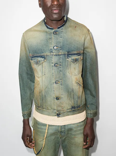 Maison Margiela raw-cut collar denim jacket