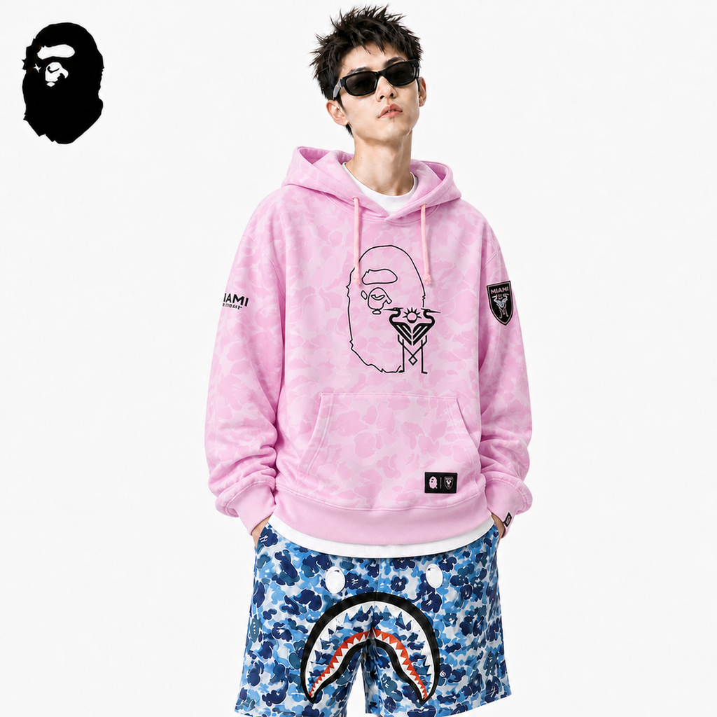 BAPE x Miami Graphic Hoodie - Black, Grey & Pink