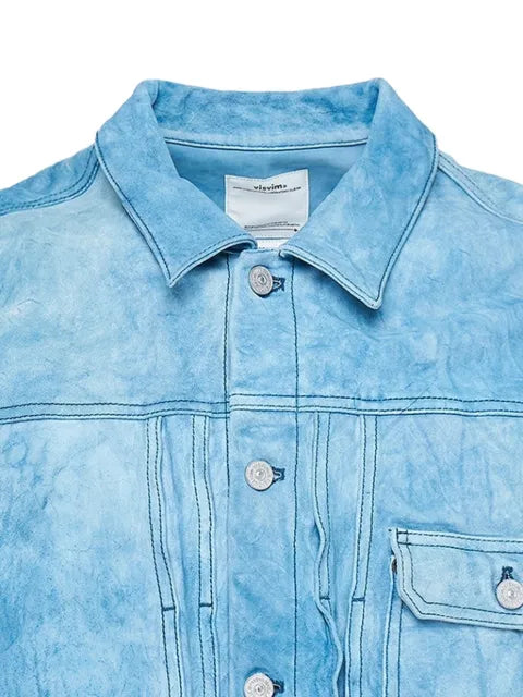 visvim pleated leather jacket