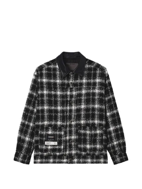 Musium Div. check-pattern contrast-collar jacket