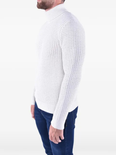 Eleventy waffle-knit roll-neck sweater