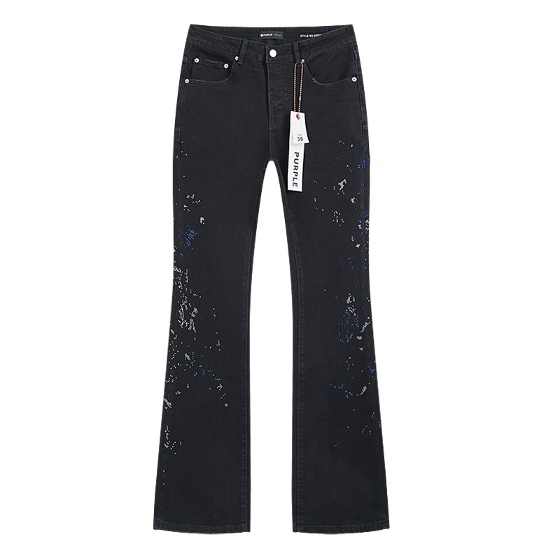 Purple Brand Rhinestone Splatter Black Jeans