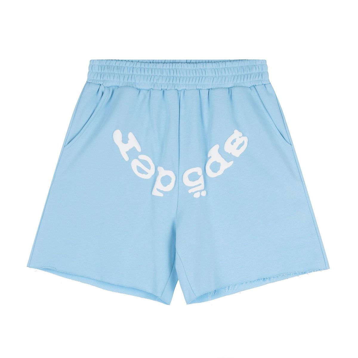 Sp5der Raised Graphic Raw Hem Shorts