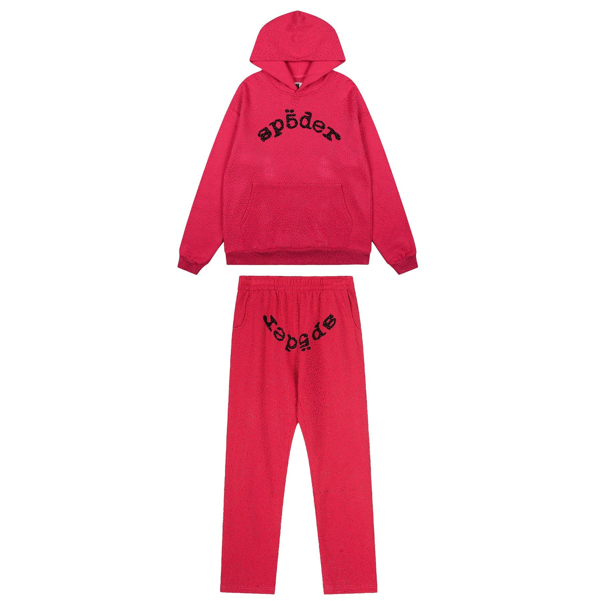 Sp5der Rhinestone Hoodie & Pants Matching Set