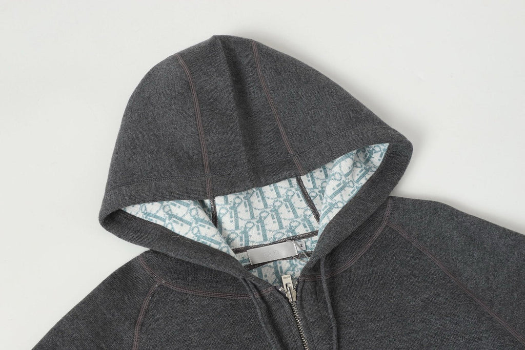 Dior Cashmere Hooded Jacket Grey
