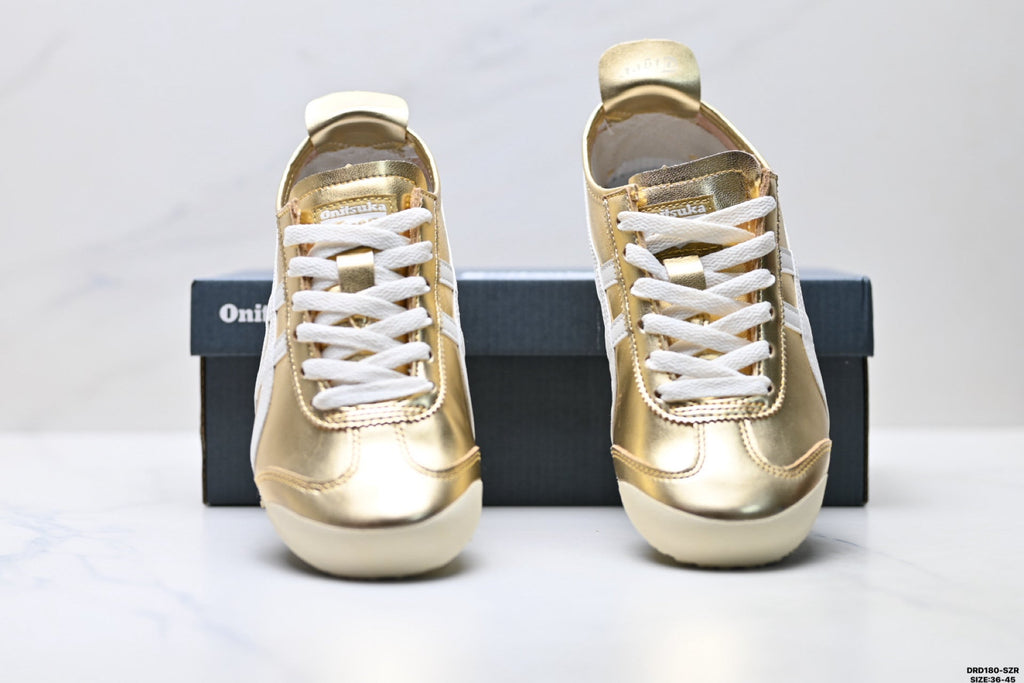 Onitsuka Tiger Retro Low Top Metallic Gold White Unisex Shoes Style 19