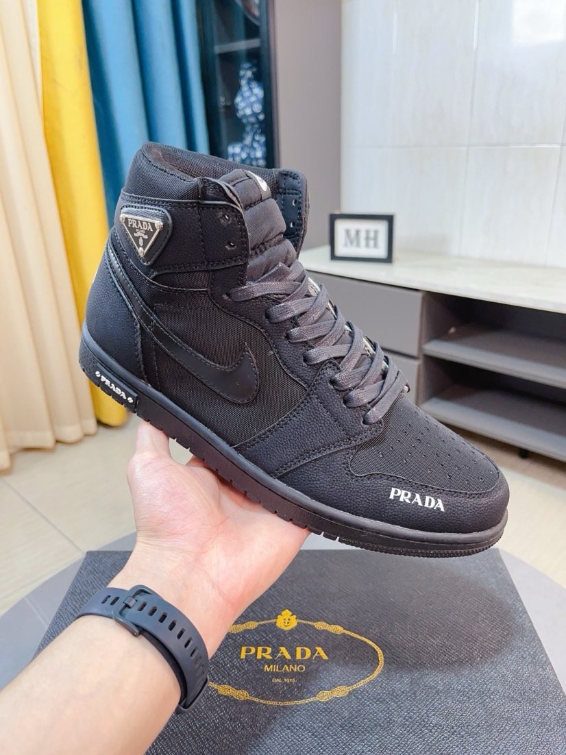 Prada Dark Charcoal High-Top Sneakers