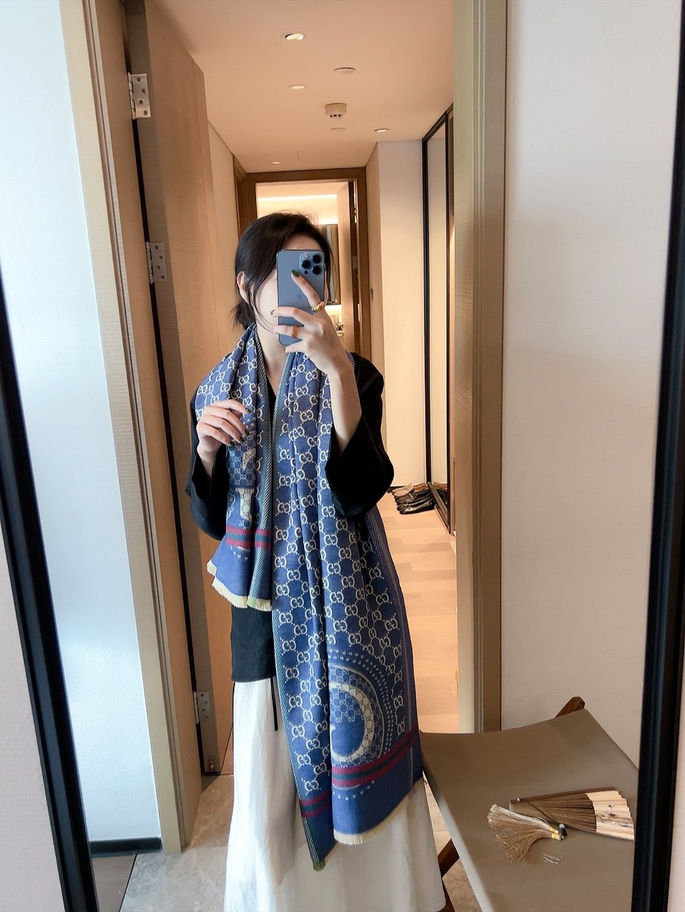 Gucci Reversible GG Pattern Wool Scarf